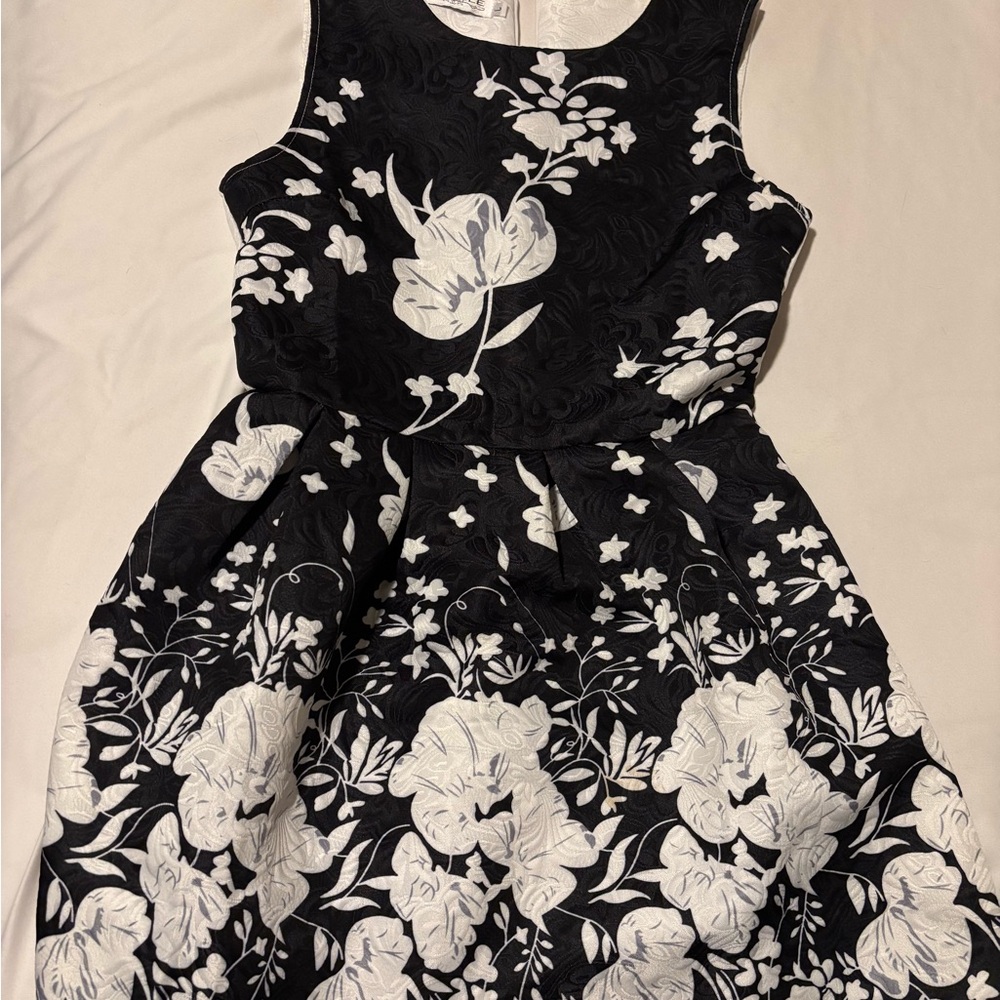 Floral Black and White Girls’ Dress